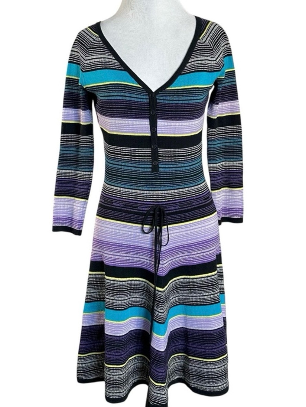 Diane Von Furstenberg DVF Striped Carrigan Silk Knit Sweater Dress Size P Small